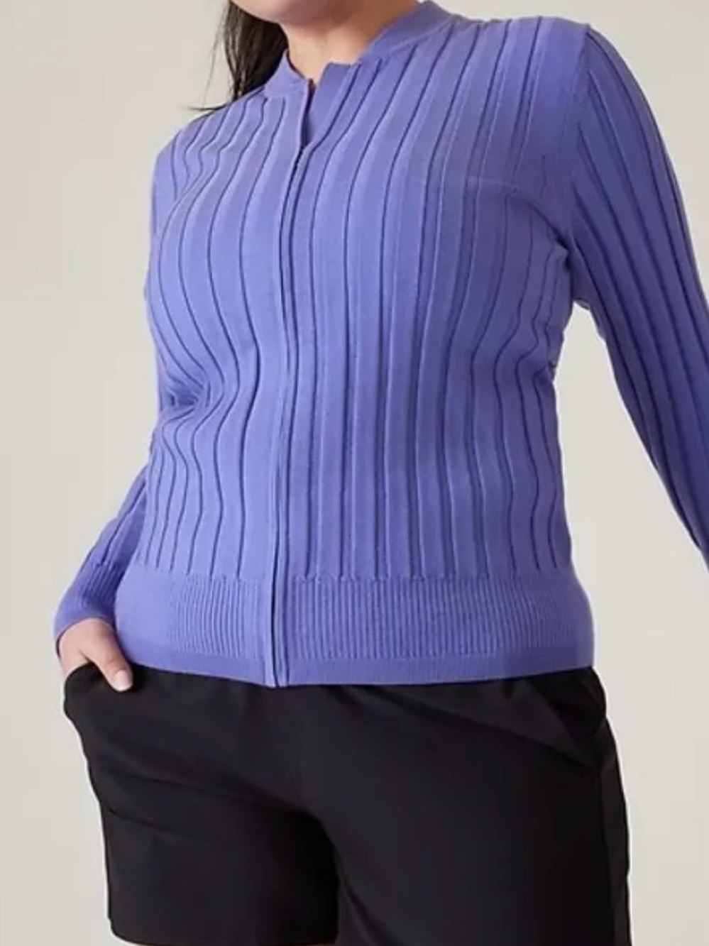 Athleta Fairway Zip Up Sweater Dark Adonis Blue Women’s Large Breathable Outdoor
